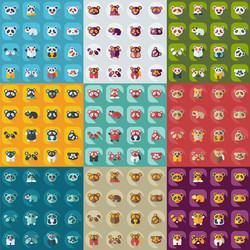 flat concept set modern design with shadow pandas vector image