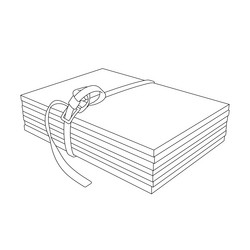 outline of a stack books tied with belt from vector image
