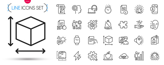 pack of time qr code and graph chart line icons vector