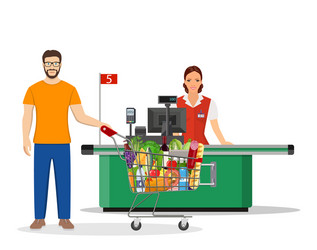 People shopping in supermarket vector