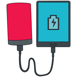 set of smartphone charging via power bank vector