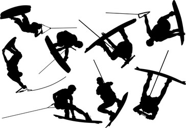 Wakeboard Silhouette at Sunset Vector Image