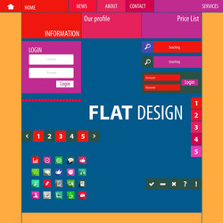 flat web design elements buttons icons vector image