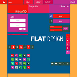 Flat web design elements buttons icons vector