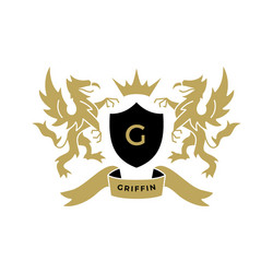 griffin gryphon eagle lion coat arms logo icon Vector Image