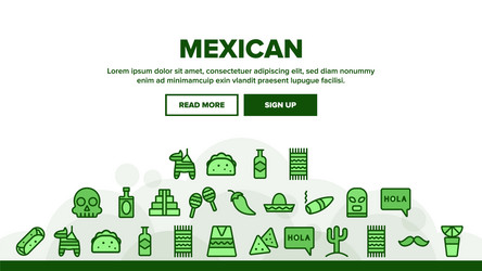 Mexican traditional landing header vector