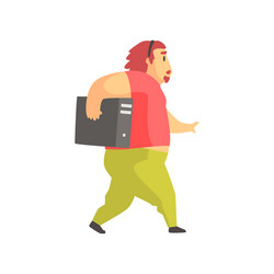 programmer walking holding system unit funny vector image