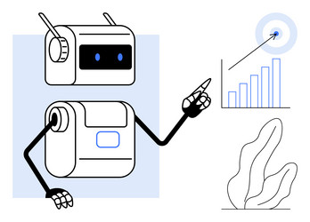 robot analyzing data and pointing at a target vector image