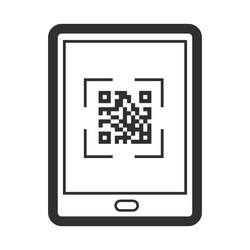 tablet icon with qr code scanning interface vector image