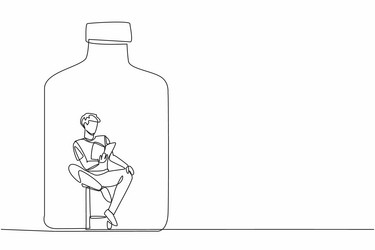 world introvert day single continuous line draw vector image