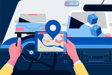 Driver Using Navigation System vector image