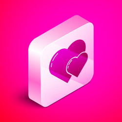 isometric heart icon isolated on pink background vector