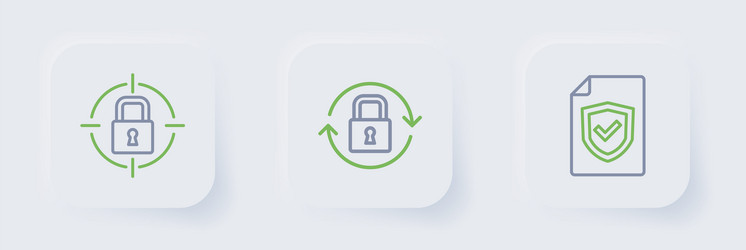 set line contract with shield lock and icon vector image