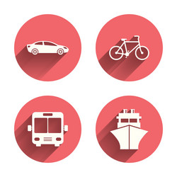 transport icons car bicycle bus and ship vector