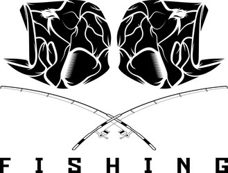 vintage fishing emblem with skull of bass Vector Image