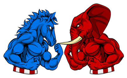 Donkey vs Elephant Politics Vector Image