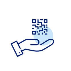 Qr code in hand payment and links pixel perfect vector