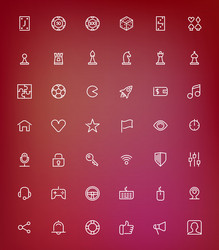 Thin Line Game Icons - Diverse Set vector image