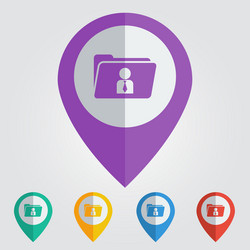 flat color pins with folder user icon vector image
