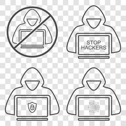 Hacker Icon Set - Cyber Security vector image