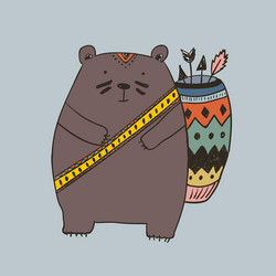 boho with bear Vector Image