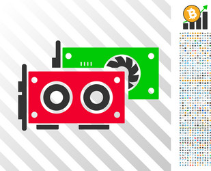 Gpu cards flat icon with bonus vector