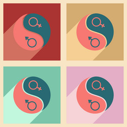 flat with shadow icon and mobile application vector image