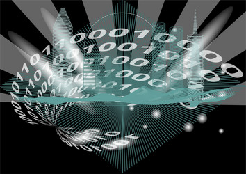 abstract city and binary code vector image