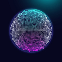 Abstract sphere background with waves 3d surface vector