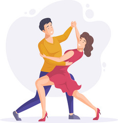 cheerful young man and woman performing tango vector