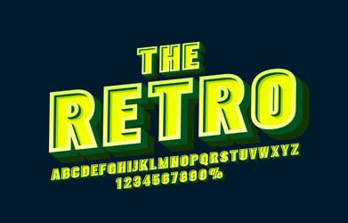 retro font set collection letters and numbers vector image