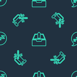 set line upload inbox car service and speech vector image