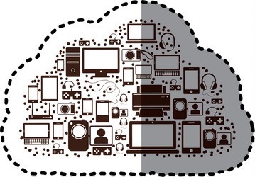 sticker pattern set collection with tech device vector image