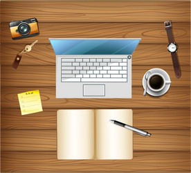 Top view of workspace table vector