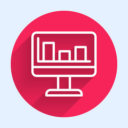 white line computer monitor with graph chart icon vector image