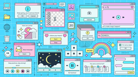 Y2K Computer Interface - Retro Browser vector image