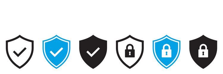 set of security shield icons with check mark vector image