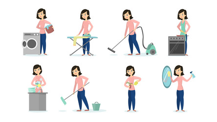 Woman Doing Chores Vector Images (over 360)
