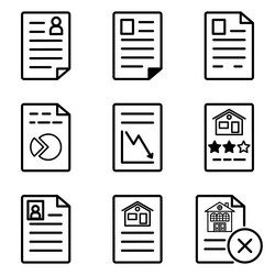 docs1-2 flat icon set isolated on white background vector image