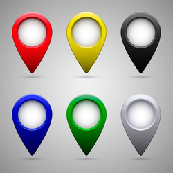 map pointers set isolated colorful vector image