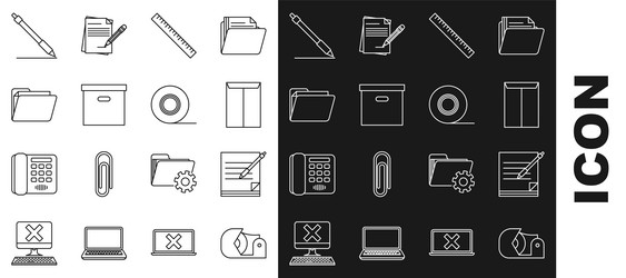 set line scotch blank notebook and pen envelope vector image