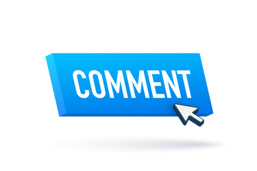 Flat blue comment button computer vector