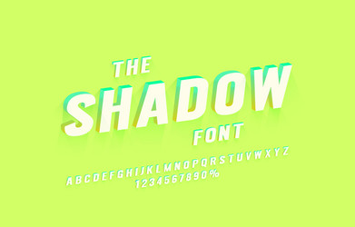 Shadow font set collection letters and numbers vector