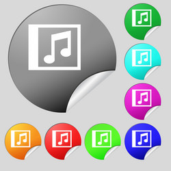 Audio mp3 file icon sign set of eight vector