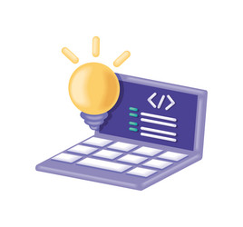 computer laptop and program code development vector image