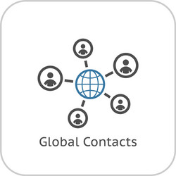 Global contacts icon flat design vector