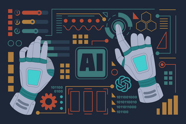 robot hand background ai technology bot vector image