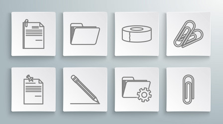 set line note paper with pinned pushbutton vector image