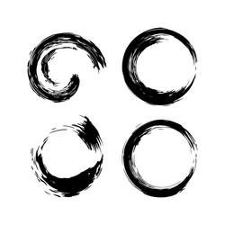 black circles shape brush strokes set Vector Image