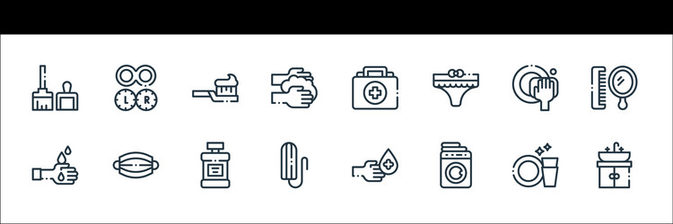 hygiene routine line icons linear set quality vector image